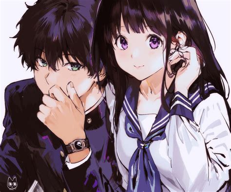 oreki houtarou|houtarou oreki and eru chitanda.